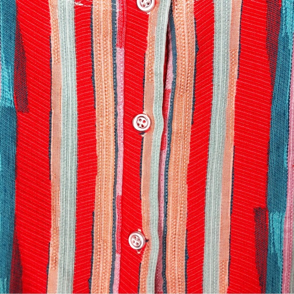 Anthropologie DREW Striped Marisol Button Back Tank | Orange Blue | Size Small - Picture 8 of 9